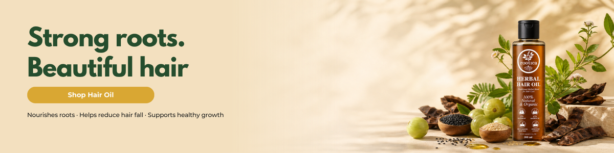 Rootica herbal hair oil with botanical ingredients